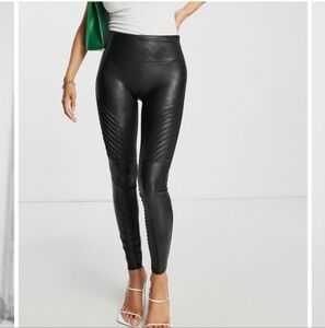 Spanx Faux Leather Moto Leggings size small